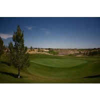 Quarry Pines Golf Club's second hole is a par 4 that plays uphill to an elevated green.