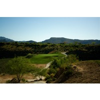 The par-3 11th hole at Quarry Pines Golf Club plays 256 yards from the championship tees. 