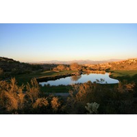 The par-3 14th hole plays from an elevated tee box at SunRidge Canyon. 