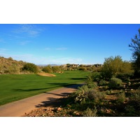 The fifth hole at SunRidge Canyon Golf Club is a long, downhill par 4.