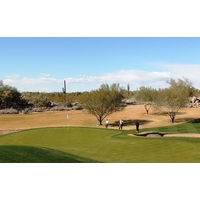 The short par-4 15th on the Raptor Course at Grayhawk Golf Club tempts long hitters with driver.